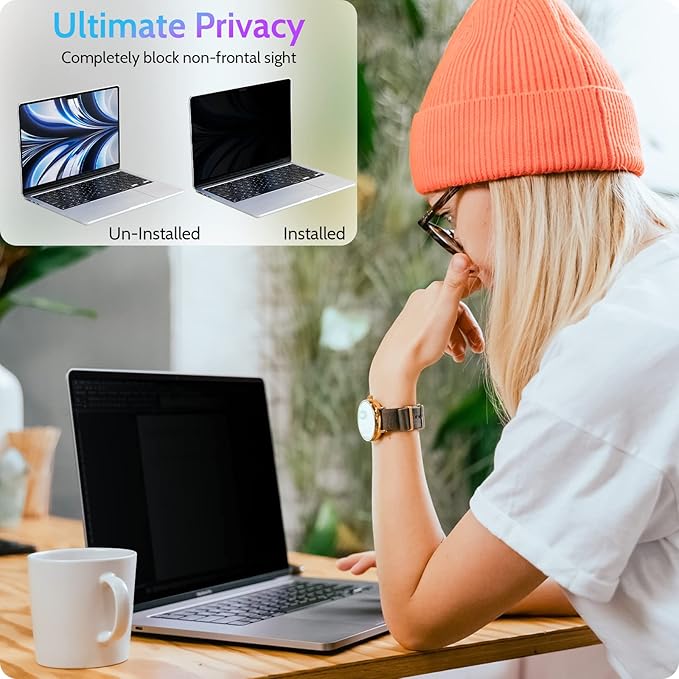 Magnetic Privacy Screen for Macbook Air 13.6/13 Inch (2022-2025, M2, M3, M4), Removable Matte Anti Glare Blue Light Protector Private Security Filter for 13.6inch Mac Laptop Computer
