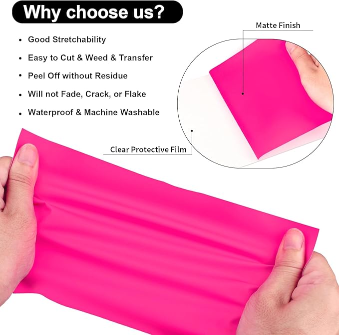 VINYL FROG Heat Transfer Vinyl Roll HTV Vinyl - 12" x12ft Hot Pink Iron on Vinyl for T-Shirts, Heat Press Vinyl for DIY Craft Designs (Hot Pink)