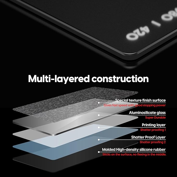 Pulsar - Superglide Premium Glass Mouse Pad XXL ALUMINO-Silicate Glass Surface Anti-Slip Fully Molded high-Density Silicone Rubber 38.5in x 16.5in (XXL, Black)