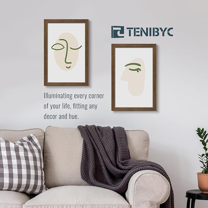 11x17 Picture Frame 3 Pack - Brown Woodgrain, Wood Photo Frame, HD Tempered Glass, Wall Gallery Poster Frame