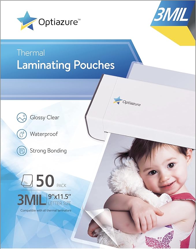 Thermal Laminating Pouches 9"x11.5" Inches, 3mil 50Pack, Laminating Sheets, Clear, Letter Size,Office and School Supplies