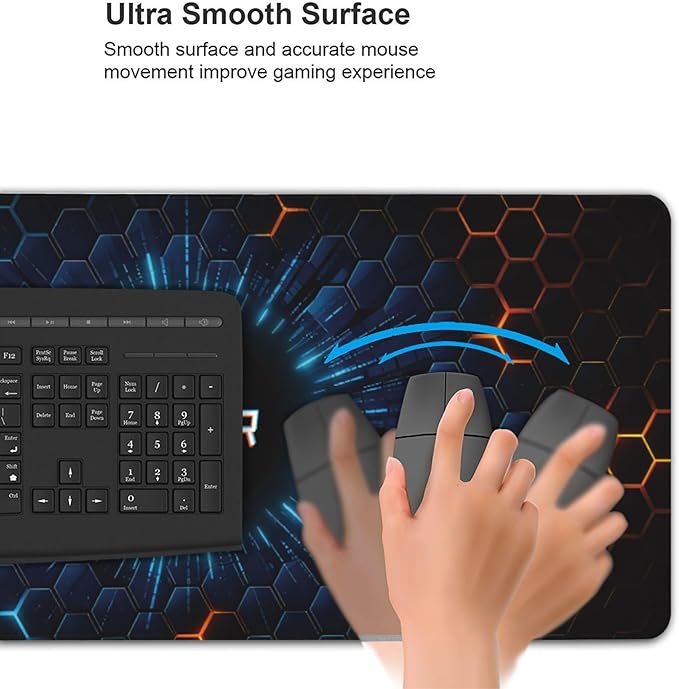 Hexagon Honeycomb Large Mouse Pad, Gaming Desk Mat, XXL Extended Keyboard Desk Pad, 35.4"x15.7" Non-Slip Rubber Base Big Mousepad with Stitched Edges for Home and Office