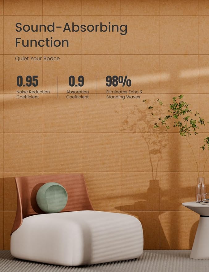 Bumusty Large Cork Board 47"x35" Alternative - 12 Pack Felt Wall Tiles with 70 Safe Removable Adhesive Tabs, 30 Pushpins, Cork Boards for Walls Pin Board Tack Board Cork Board (Longan Yellow)