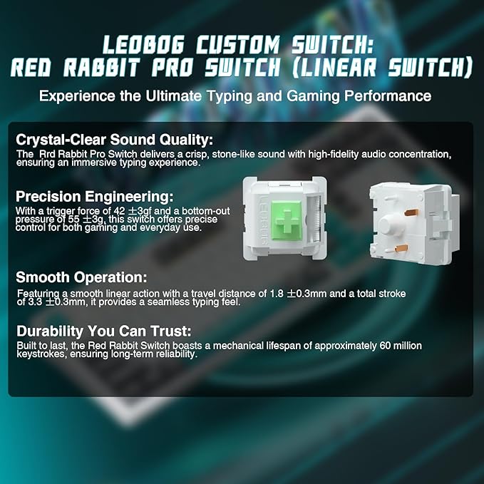 LINGBAO K98 Wireless Mechanical Gaming Keyboard, 10000mAh Battery Tri-Mode BT5.0/2.4GHz/USB-C, Gasket Custom Hot-Swappable Linear Switches Mechanical Keyboards, RGB Backlit Keyboard for PC Laptop