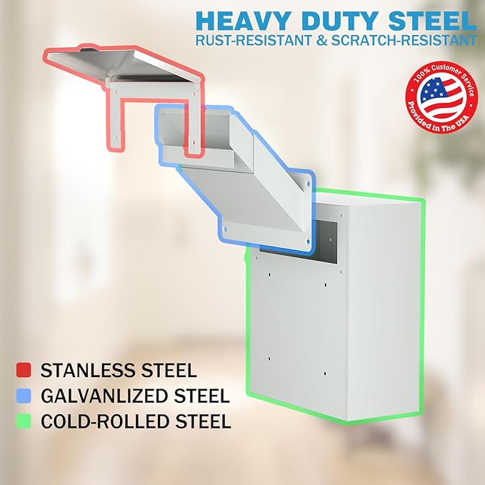 Pochar Through The Wall Drop Box with Lock - Wall Mailbox with Rainproof Cover & 10inch Adjustable Chute - Heavy Duty Locking Key Drop Box Deposit Safe for Mail, Rent, Cash, Payment (Off-White)