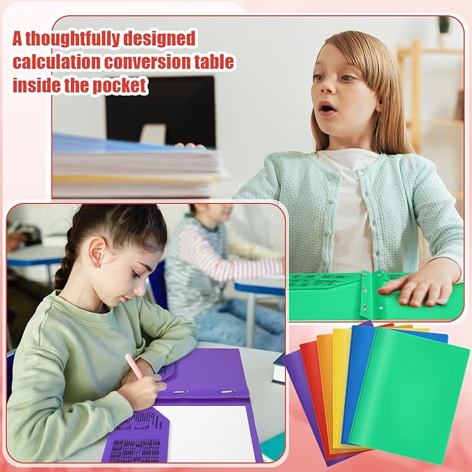 Yeaqee 12 Pcs Plastic Folders with Pockets and Prong Plastic Folders with 2 Pockets Pocket for Office, School for Students, Teachers, Office Workers(Stylish Color)