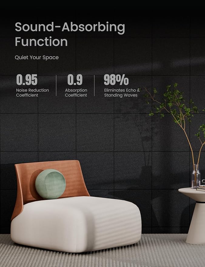 Bumusty Large Cork Board 47"x35" Alternative - 12 Pack Felt Wall Tiles with 70 Safe Removable Adhesive Tabs, 30 Pushpins, Cork Boards for Walls Pin Board Bulletin Board Office Decor (Black)