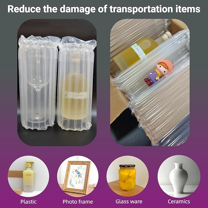 Large Bubble Cushion Wrap for Packing Fragile Items Inflatable Air Pillows for Shipping, Heavy Duty Reusable Eco-Friendly Packing Materials Moving Supplies for Bottles, TV, 11.8" x 131'