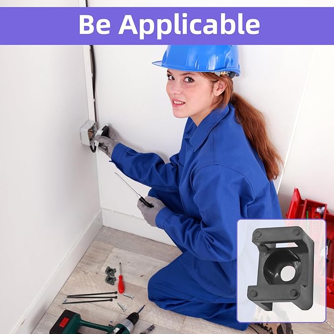 200pcs Cable Zipper Tie Saddle Mounting Base with 200pcs Cable Ties and 200pcs Self-Tapping Screws for Home/Office/Outdoor/Garden, Cable Tie Fixing Base, Wire Management