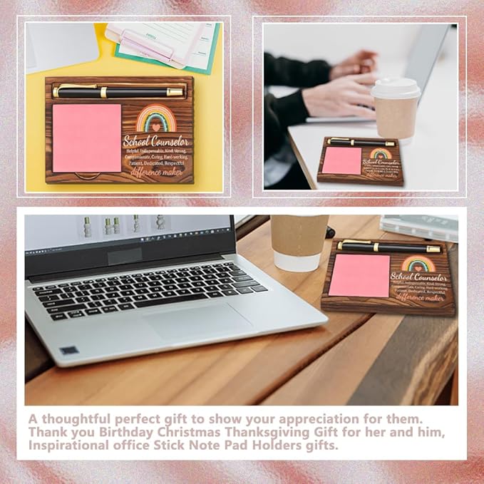 llxxeyopqdxz School Counselor Sticky Note Holder, Thank You School Counselor Gifts, Self-Stick Note Pad Holders YB367