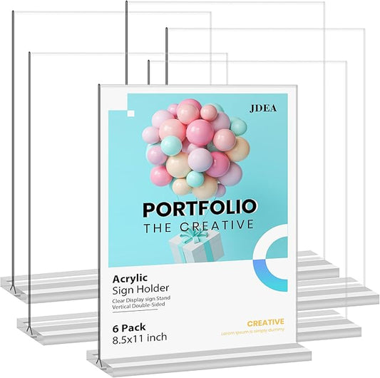 Acrylic Sign Holder Desktop Display Holder for Homes Restaurants Offices Shops (6 Pack 8.5x11 Clear)