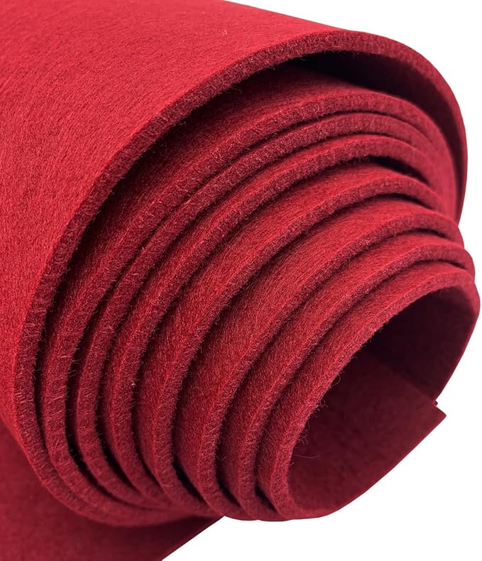 aufodara Felt Fabric 11.8 x 98.4 inch Craft Felt Fabric Roll, Felt 3mm Thick for Felt Table Mats DIY Arts & Crafts Patchwork Sewing Decorations (Burgundy)
