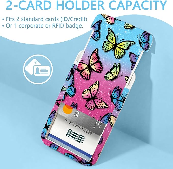 Butterfly ID Badge Holder with Breakaway Lanyard, Fashionable Lanyards for ID Badges Women, Cute Badge Reel Retractable, ID Card Holder Keychain Name Badge Clip, Nurse Teacher Gifts