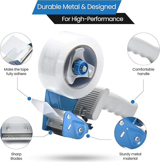 Heavy Duty Packing Tape with Dispenser - 1.88 Inch x 65 Yards, 6-Pack Clear Packaging Tapes, Durable Tape Dispenser for Secure Sealing, Ideal for Moving and Shipping