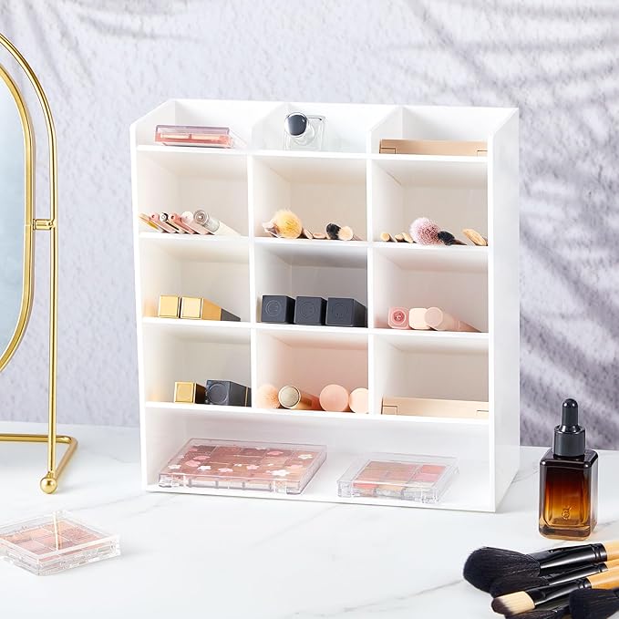 Acrylic Pen Organizer Storage for 150 Markers Vertical Marker Organizer Acrylic Pen Display Holder for Office Desk Desktop Stationery Pencil Storage, White, 10.2 x 4 x 9.8 Inch