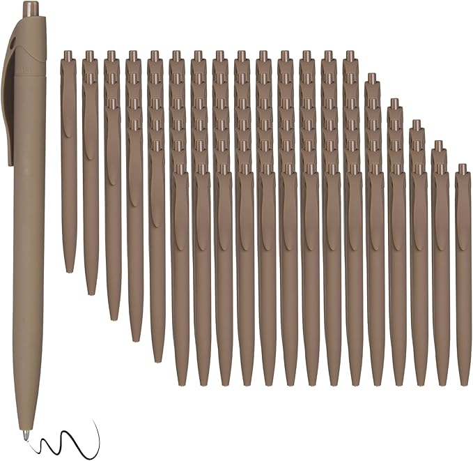 BallPoint Pens, 100 Pack (BLACK Ink),Bulk Pens, Brown Barrel,Click Pens for Office Home and School, Retractable Ballpoint Pens, Medium Point, 1.00MM (Brown)