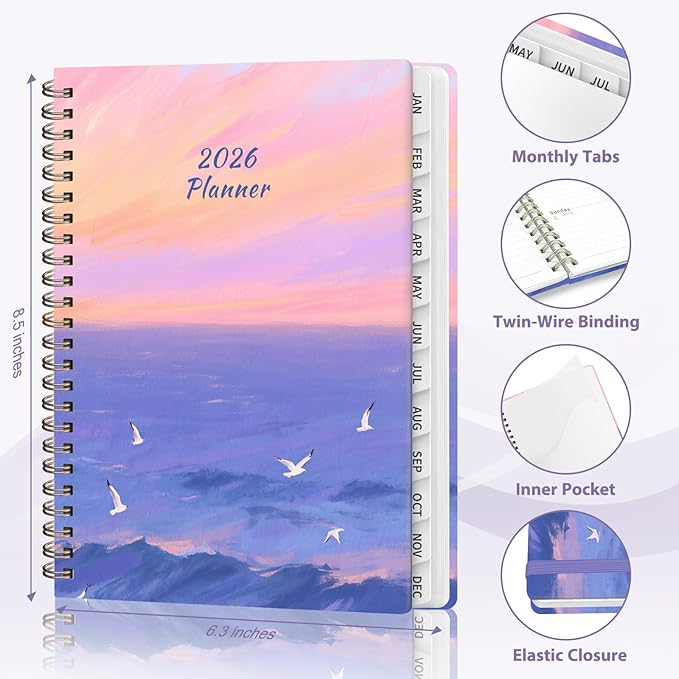 2026 Planner, Weekly and Monthly Calendar Planner Agenda, Jan 2026 - Dec 2026, Planning Academic Book, Office Desk Accessories and School Supplies - A5 (6.3'' x 8.5'')