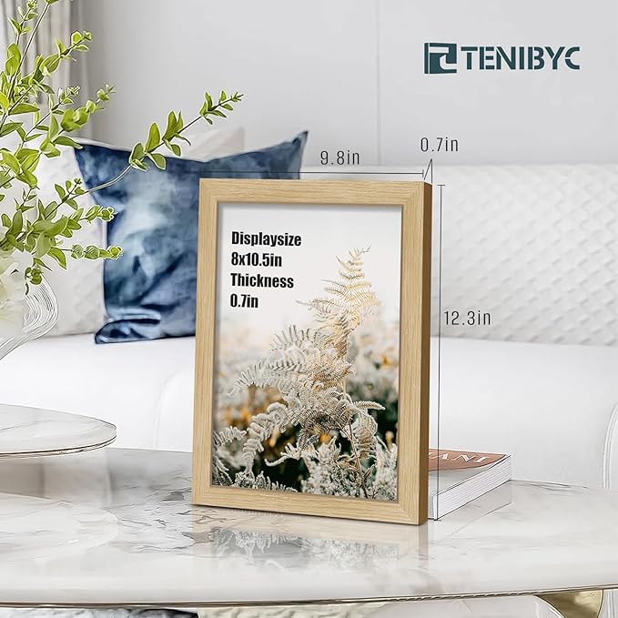 8.5x11 Picture Frame Set of 3 - Light Oak, Natural Wood Certificate & Diploma Frame with HD Tempered Glass, Tabletop Display