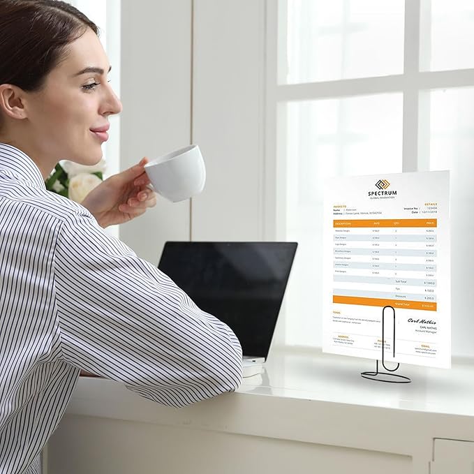 4 Pack Large Paper Clip Memo Holder for Desk,Letter Holder,Paper Stand for Desk,Letter & Bill Storage,Mail Organizer Office Accessories Desktop Message Office Decor