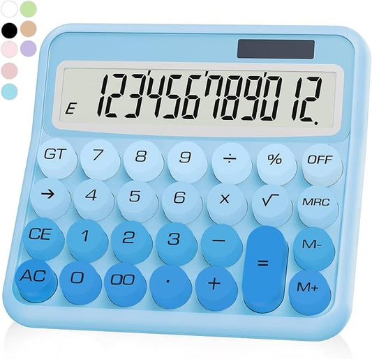 Gradient Blue Calculator, UPIHO Standard Calculator 12 Digit with Large LCD Display and Big Buttons,Blue Office Accessories for Women Desk, for Office,School, Home,Business