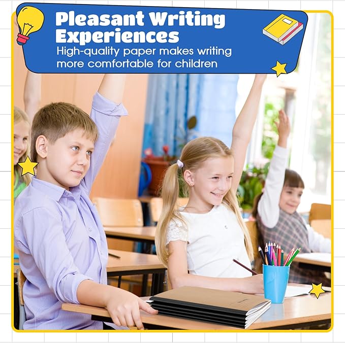 Henoyso 20 Pcs Primary Composition Notebook 9 3/4 x 7 1/2 Inch Kids Journal, Back to School Supplies, K-2 Primary Writing Notebook for Kids Student Draw and Write Story Journal (Black Color)