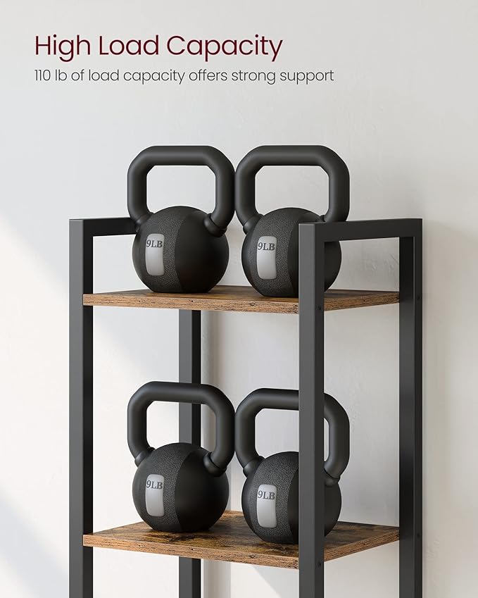 VASAGLE 6-Tier Bookshelf, Bookcase with Steel Frame, Book Shelf for Living Room, Home Office, Study, 11.8 x 15.7 x 73.2 Inches, Industrial Style, Rustic Brown and Ink Black ULLS101B01