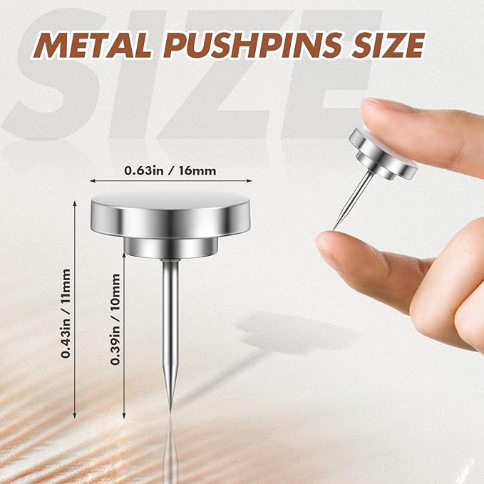 30 Pieces of Silver Push Pins, Metal Thumb Tacks for Wall, Tapestry Hangers, Tacks for Wall, Decorative Thumb Tacks,Picture Hanging Nails