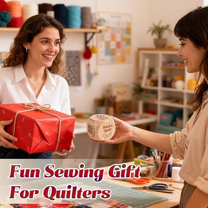 3pcs Quilter’s Dice, 6-Sided Wooden Quilting Decision Dice – Fun Sewing Gift for Quilters, Sewists & Craft Enthusiasts – Handmade Laser Engraved Sewing Tool