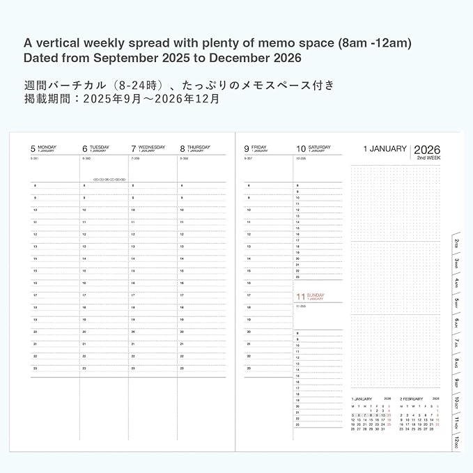 MARK'STYLE A5 Weekly Vertical Planner 16 Months (Sep. 2025 – Dec. 2026) with Soft Transparent PVC Cover,Refillable, Pocketed, for Daily Organizing & Planning (Black Cat)