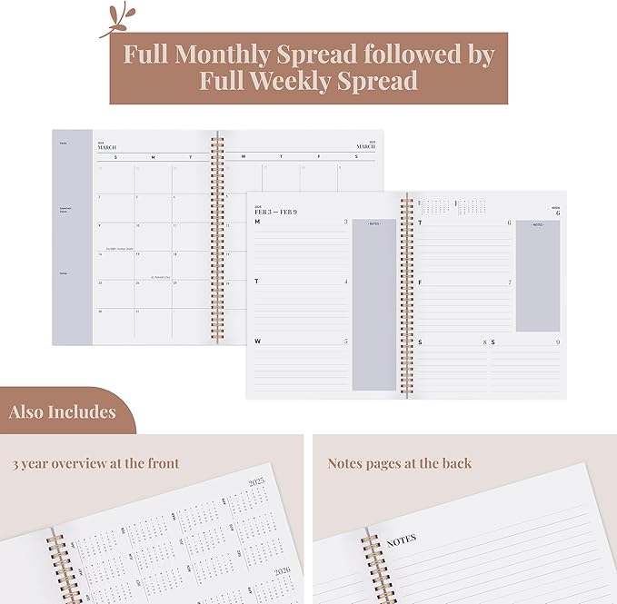 Rileys 2025 Weekly Planner - Annual Weekly & Monthly Agenda Planner, Jan - Dec 2025, Flexible Cover, Notes Pages, Twin-Wire Binding (8.5 x 11-Inches, Blue)