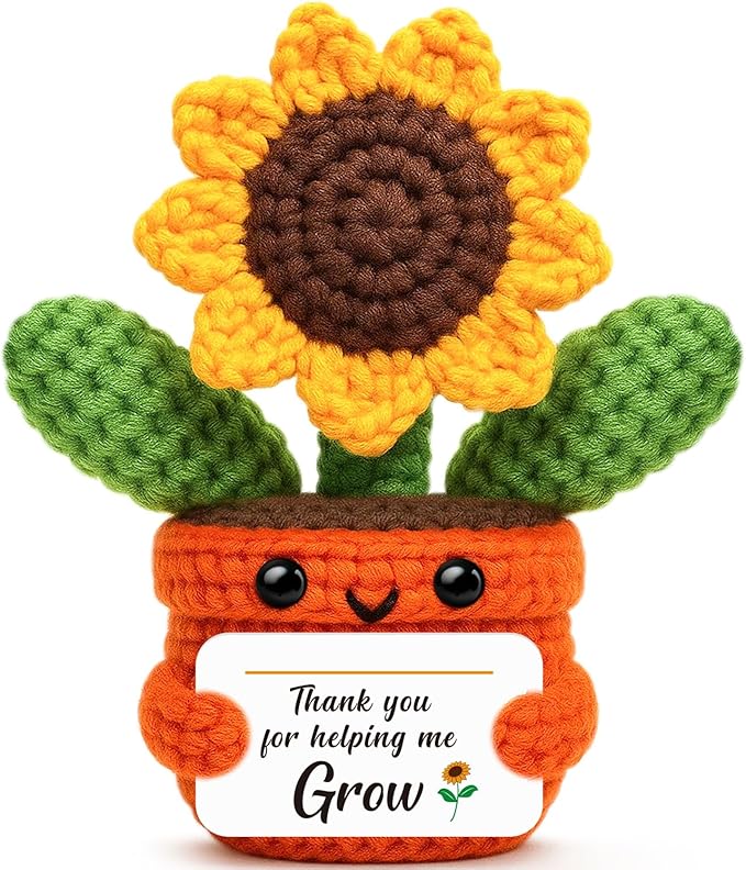 Cute Sunflower Keepsake, Teacher Appreciation Gifts from Student, Thank You for Helping Me Grow, End of Year Present for Mom Dad Mentor Boss Coach, Christmas Stocking Stuffers