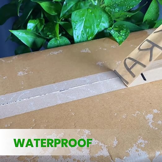 ADHES Heavy Duty Paper Packing Tape Kraft Paper Tape, Eco Friendly & Biodegradable, Writable & Uncoated Brown Packing Tape for Masking, Sealing, and Packaging Use, 2 Inch x 43 Yards, 3 Rolls