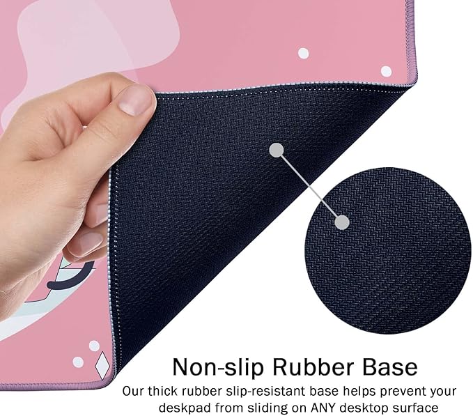 SSOIU Extended Mouse Pad, XXL Gaming Mouse Pads, Large Big Mousepad Laptop Computer Keyboard Mat Desk Pad with Non-Slip Base Stitched Edge for Gaming Office, 35.5 x 15.7 inch, Cute Cat