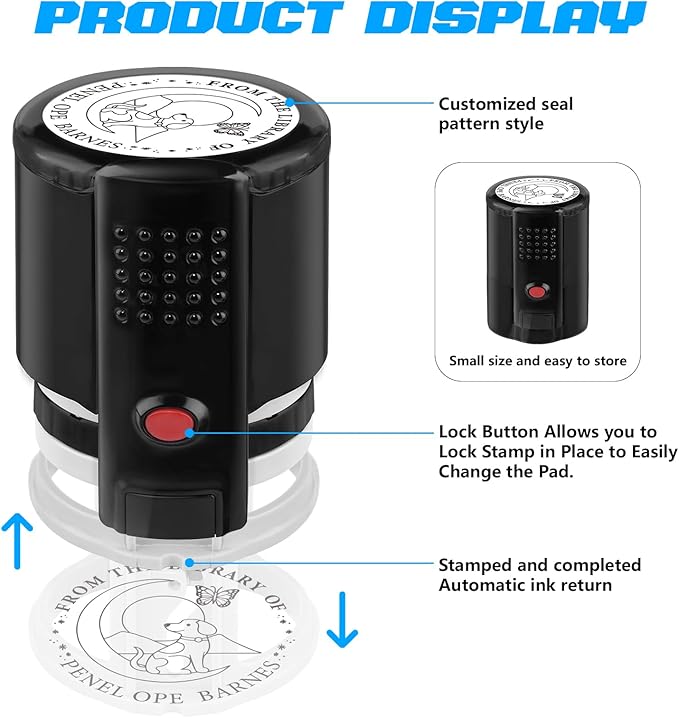 Custom Self Inking Stamp | Book Stamp Personalized Library Gifts for Book Lovers, Readers, Teachers (Dog 02)