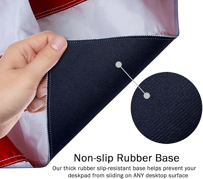 SSOIU Gaming Mouse Pad, Extended Mouse Pad, 35.5x15.7inch XXL Large Big Computer Keyboard Mouse Mat Desk Pad with Non-Slip Base and Stitched Edge for Home Office Gaming Work, Eagle on American Flag