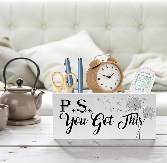 You Got This Inspirational Pencil Pen Holder for Desk, Dandelion Floral Motivational Wooden Pencil Holder Organizer for Home Office Desk Accessories, Encouragement Gifts for Women