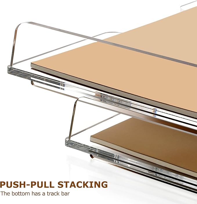 2 Pack- Stackable Paper Letter Tray, Enlarged A4 File Desk Organizer Acrylic Desk Organizers and Accessories Sorter Tray, Clear Workspace Office Supplies Organizers, 13.78inx9.25inx3.62in