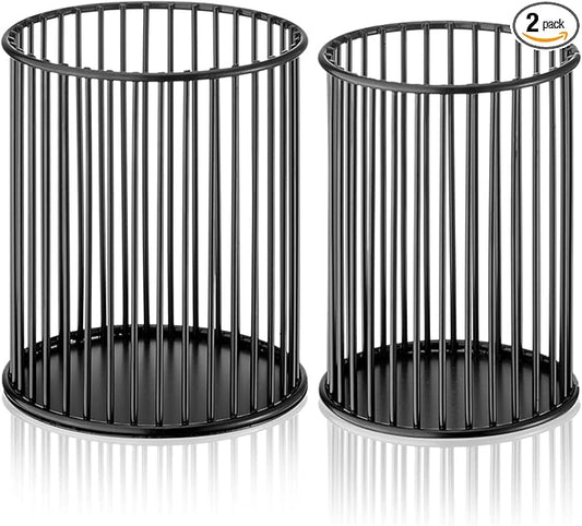 2 Pack Metal Pen Holder for Desk,Makeup Brushes Cup Holder, Pencil Holders, Pen cup, Home and Office Organizer, Black