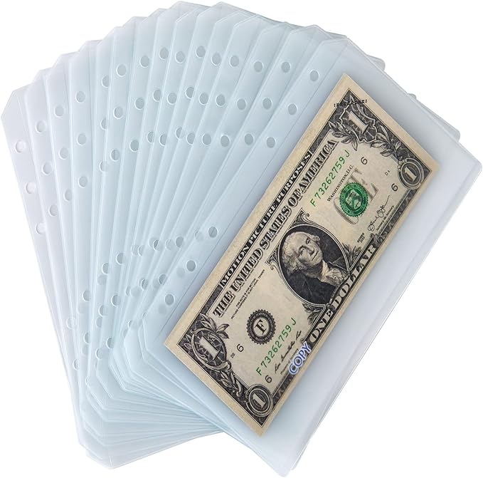 15pcs A6 Binder Pockets with No Zippers, Zipless Budget Envelopes for Cash System, A6 Binder Pouch for 6 Ring Binder, Money Folder Organizer for Cash.