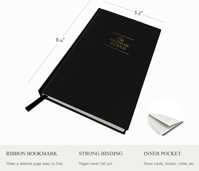The Gratitude Journal - A Few Minutes a Day for More Happiness, Optimism, Affirmation & Reflection - An Effective Manifestation Guide Journal, Undated Daily Journals for Women & Men (Black)