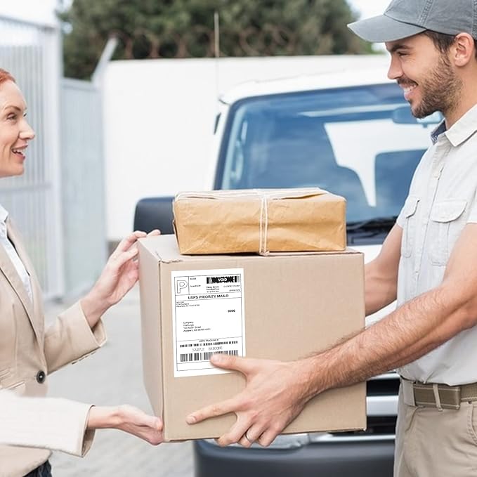 MFLABEL Fanfold 4" x 6" Direct Thermal Labels White Perforated Shipping Label,48 Stacks,Total 48000 Labels