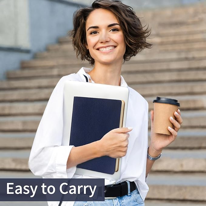 Lined Journal Notebook for Work College Ruled Note Book 5.79"x8.27" A5 PU Leather Daily Journaling 216 Pages for Women Men Writing Home School Supplies Business (Dark Blue)