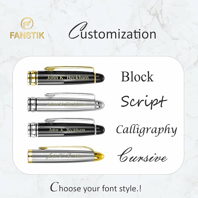 Customized RollerBall pen with name (MADE IN USA), stainless steel, Silver and gold, luxury engraved pen personalized for men and for women. (RollerBall Silver-Gold).