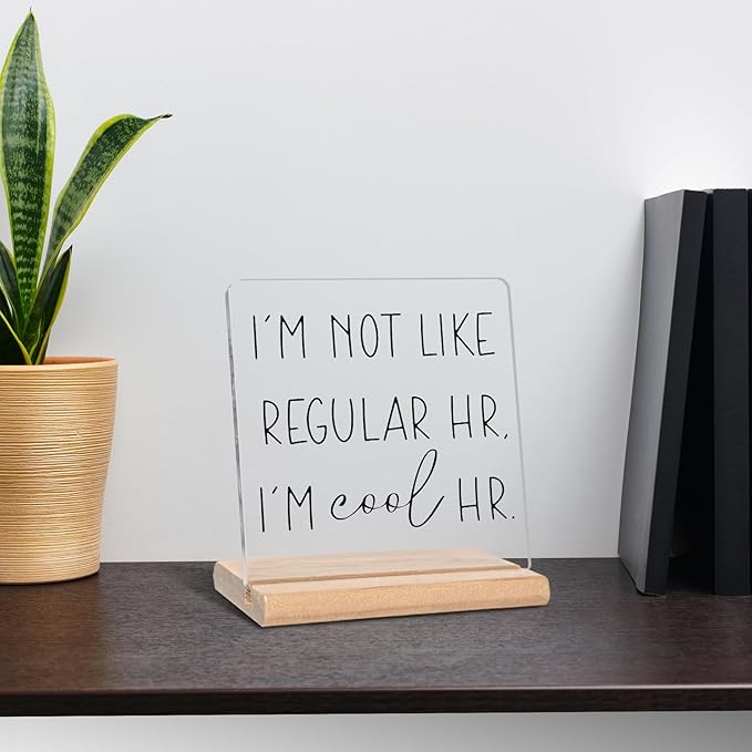 Funny HR Gifts for Human Resource HR Office Decor, I'm Not Like Regular HR I'm Cool HR Acrylic Decorative Sign, Funny Office Gifts for HR
