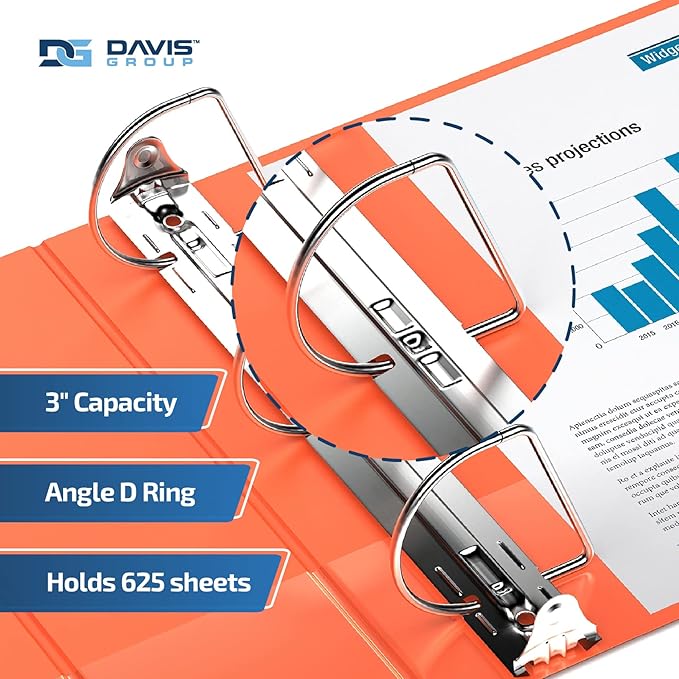 Premium Economy 6-Pack 3-Ring Binders for School or Office, Round-Ring Binders, 3 Inch, Orange