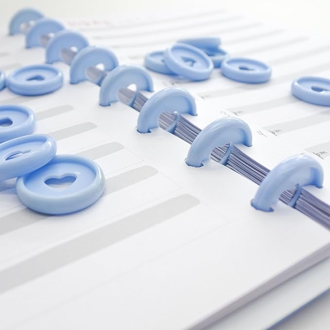 33pcs Discbound Discs 0.94 inch Binder Rings Heart Expansion Disc(33pcs Light Blue,0.94 inch/24 mm)