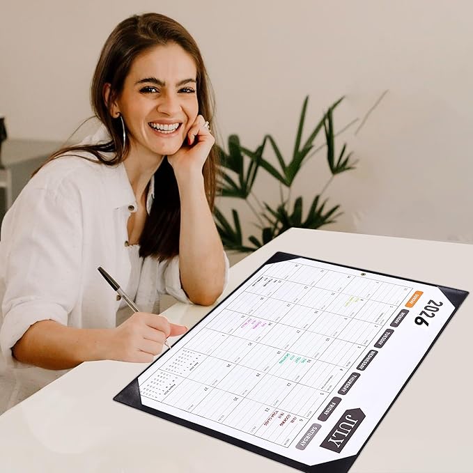Large Desk Calendar 2025-2026, Calendar with Desk Protecting Pad, Desk Calendar Large 22x17, Runs From July 2025 to December 2026, 18 Months, Big Desktop Calendar for Family Classroom and Office (Black)