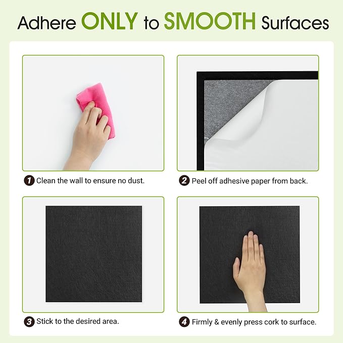 AKTOP Black Cork Bulletin Board 12x12, 1/2" Thick Felt Cork Board Tiles 12 Pack, Small Square Pin Board for Wall, Self Adhesive Corkboards with 120 Push Pin Wood Clips for School, Home & Office