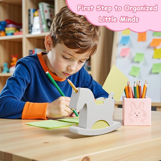 Li&Zhao Horse Sticky Note Holder - Cute Post It Note Dispenser Memo Dispenser Pen Holder Sticky Note Dispenser Post It Note Holder Notepad Holder for Desk School Office(Gray)