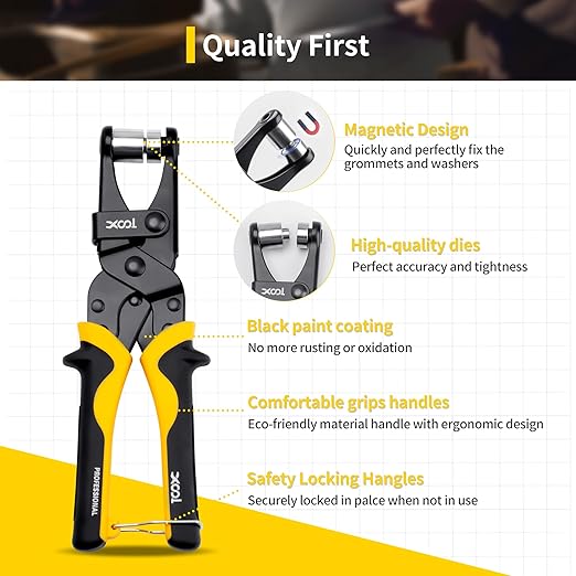 XOOL Grommet Tool Kit, 200PCS 3/8 inch 10mm Grommets, Leathercraft Punching Tool, for Canvas, Fabric, Tarps, and DIY Craft Projects